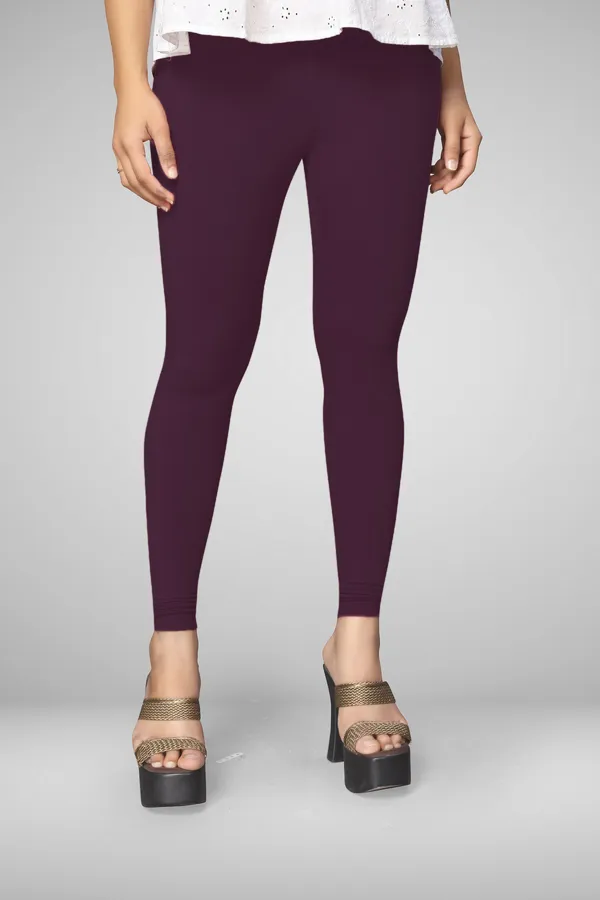 Purple_Cotton_Blend_Solid_Elastic_Casual_Leggings_For_Women_&_Girl
