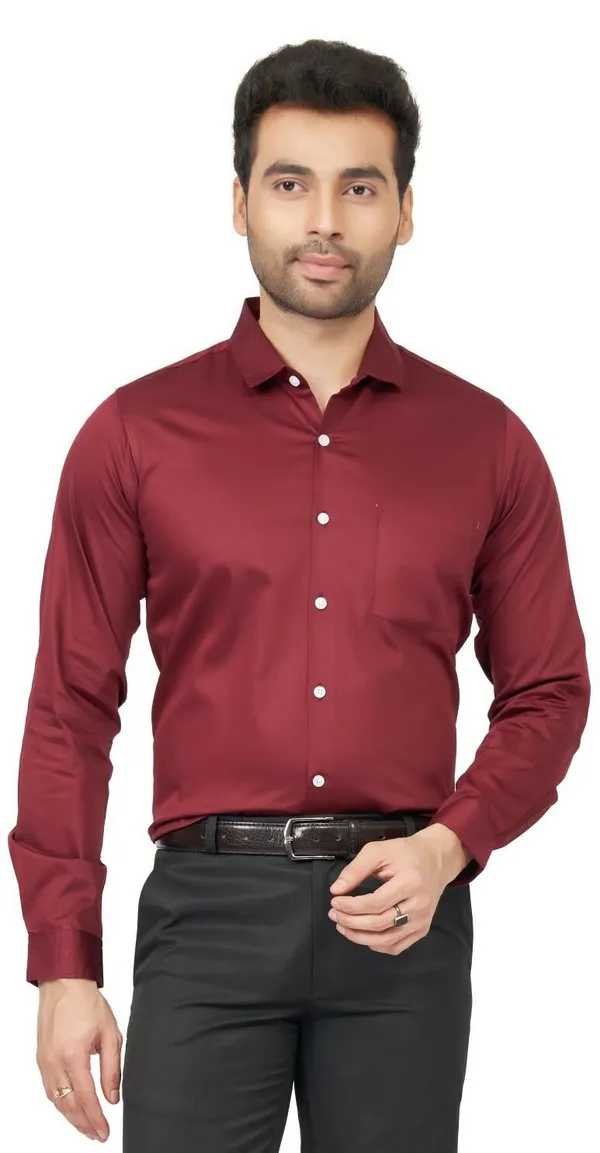 Maroon_Satin_Solid_Shirt_For_Men
