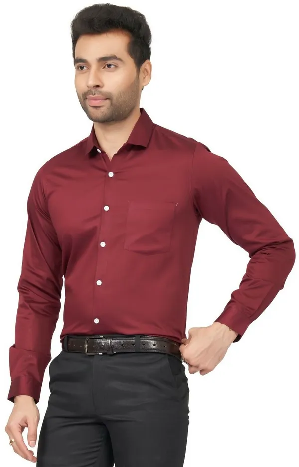 Maroon_Satin_Solid_Shirt_For_Men