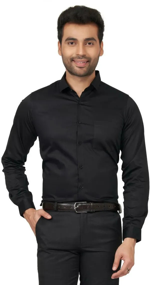 Black_Satin_Solid_Shirt_For_Men