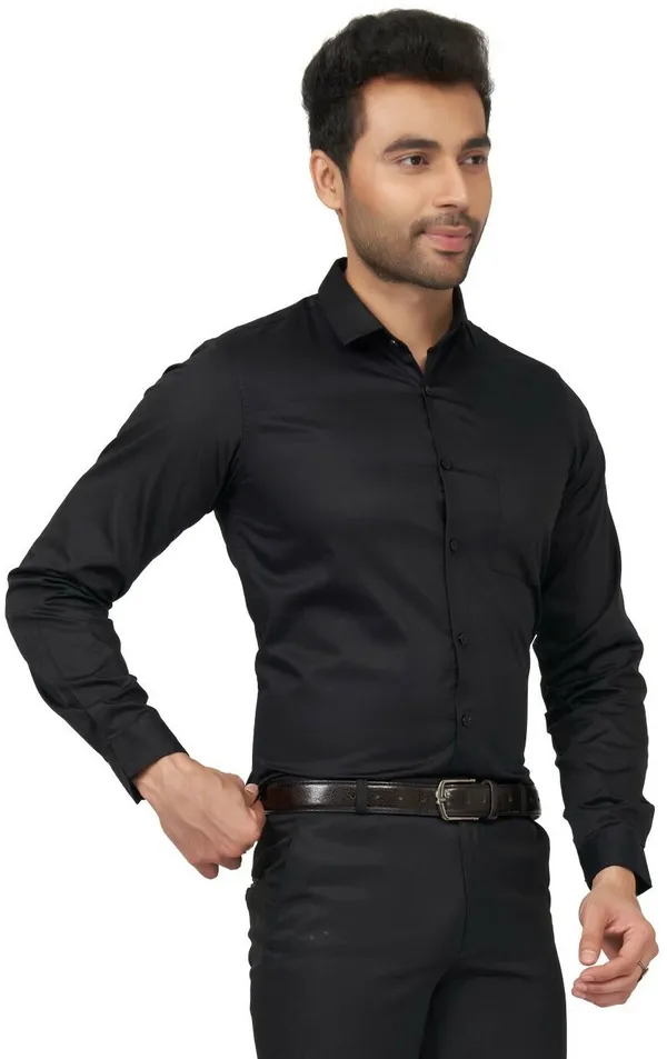 Black_Satin_Solid_Shirt_For_Men