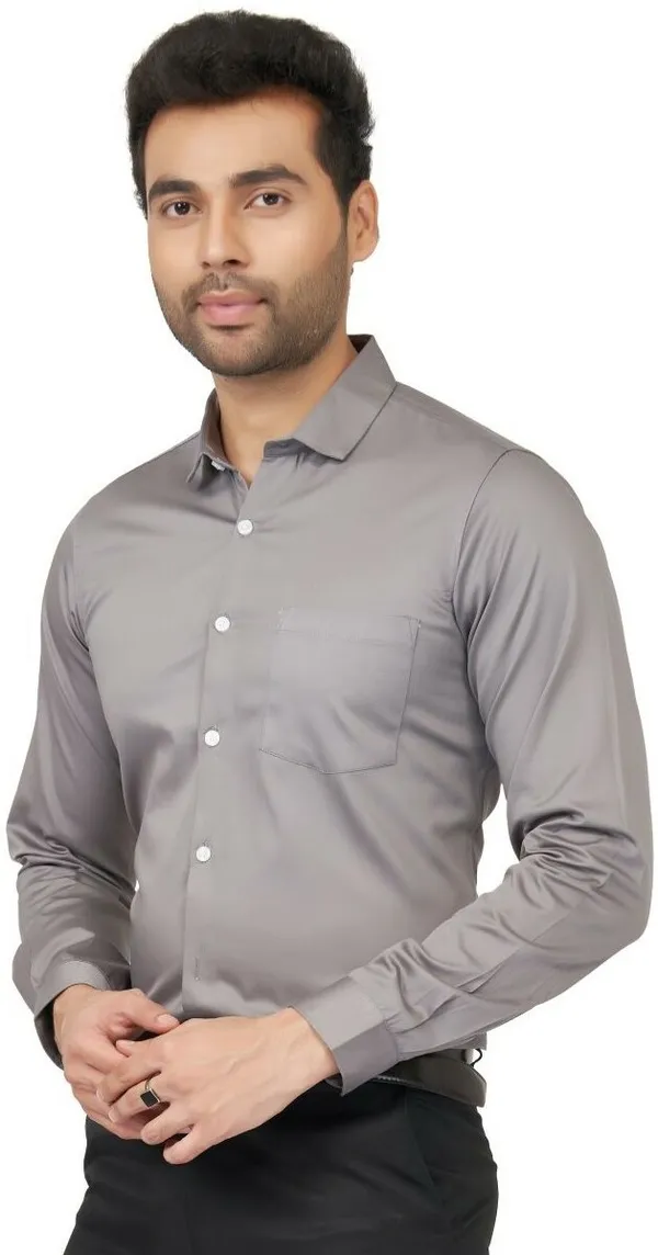 Grey_Satin_Solid_Shirt_For_Men