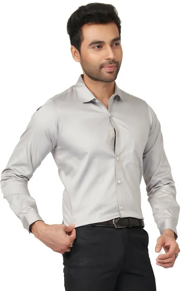 Grey_Satin_Solid_Shirt_For_Men