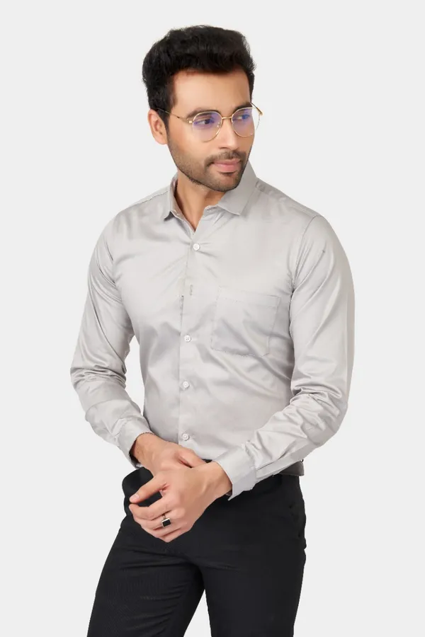 Grey_Satin_Solid_Shirt_For_Men