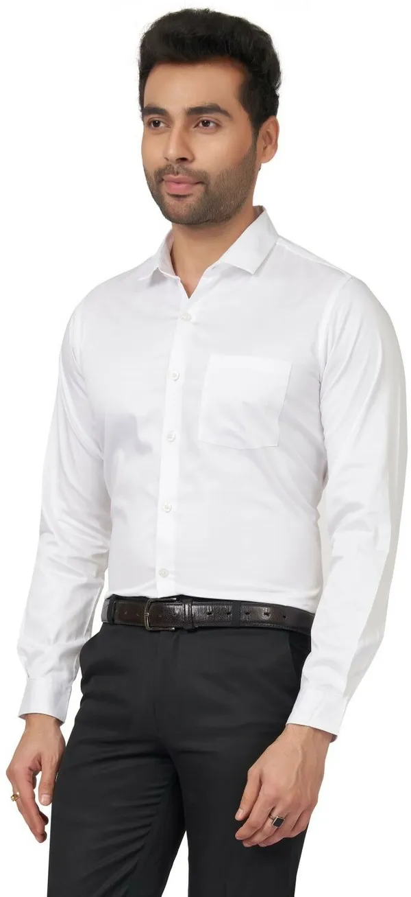 White_Satin_Solid_Shirt_For_Men