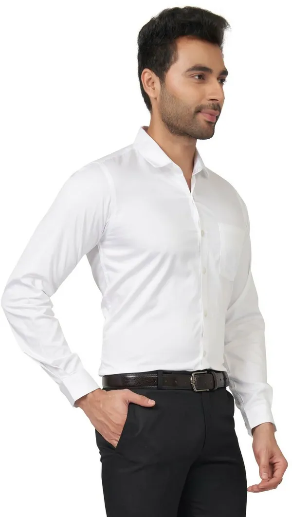 White_Satin_Solid_Shirt_For_Men