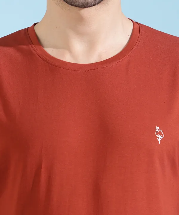 Brown_Cotton_Blend_Solid_T-Shirt_For_Men