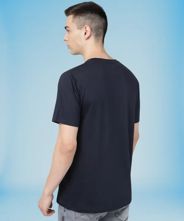 Dark_Blue_Cotton_Blend_Solid_T-Shirt_For_Men