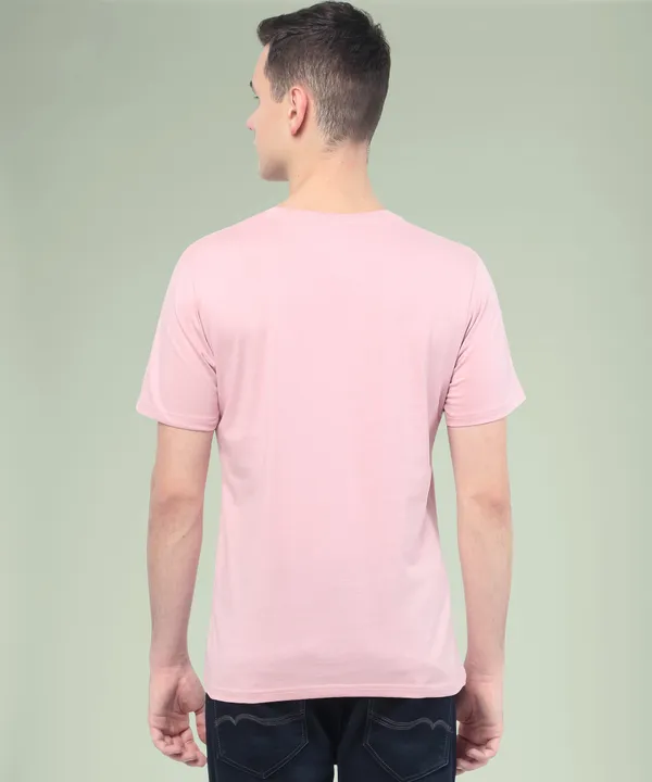 Pink_Cotton_Blend_Solid_T-Shirt_For_Men