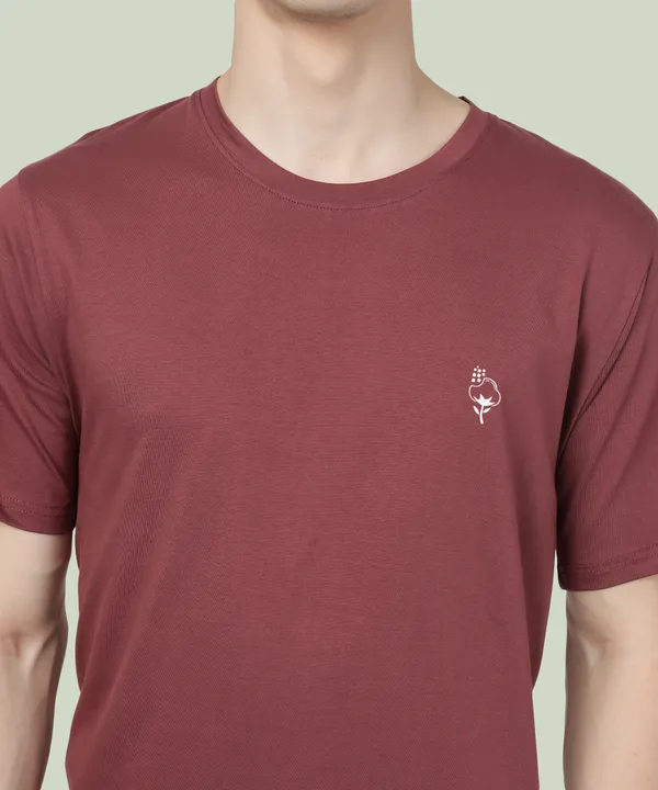 Purple_Cotton_Blend_Solid_T-Shirt_For_Men
