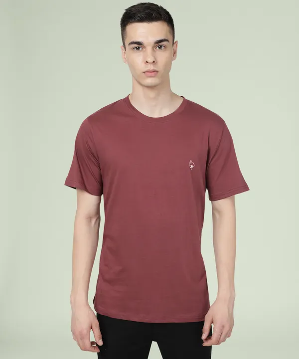 Purple_Cotton_Blend_Solid_T-Shirt_For_Men