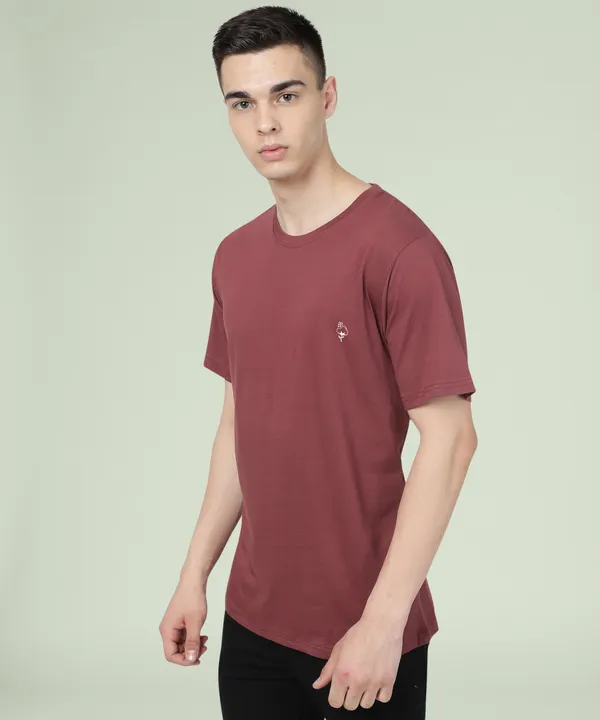 Purple_Cotton_Blend_Solid_T-Shirt_For_Men