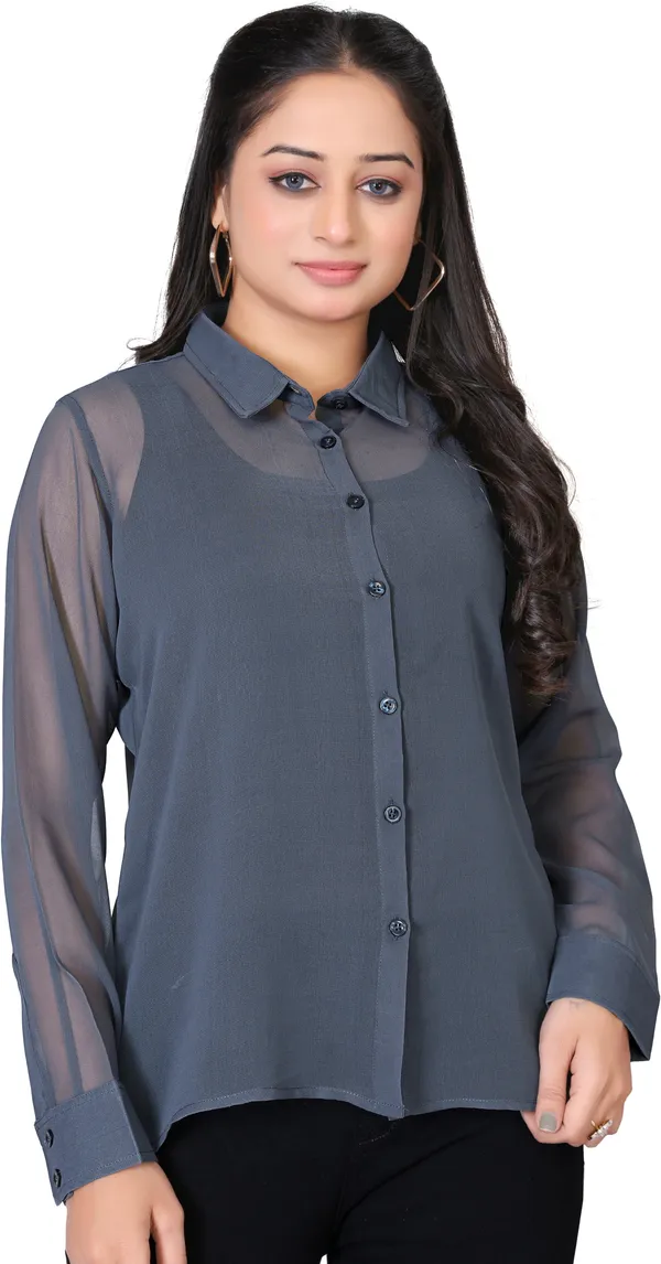 Grey_Georgette_Solid_Shirt_For_Women
