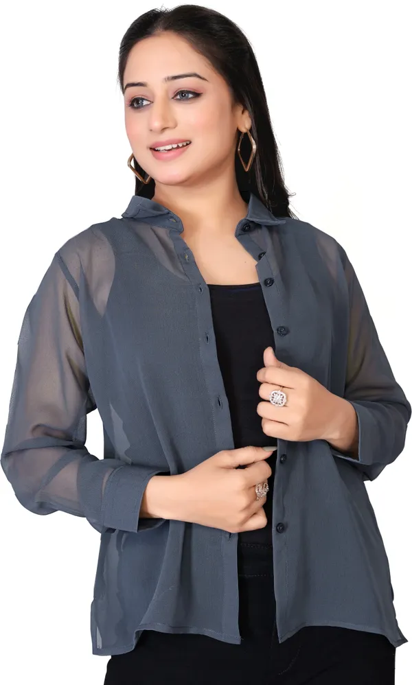 Grey_Georgette_Solid_Shirt_For_Women