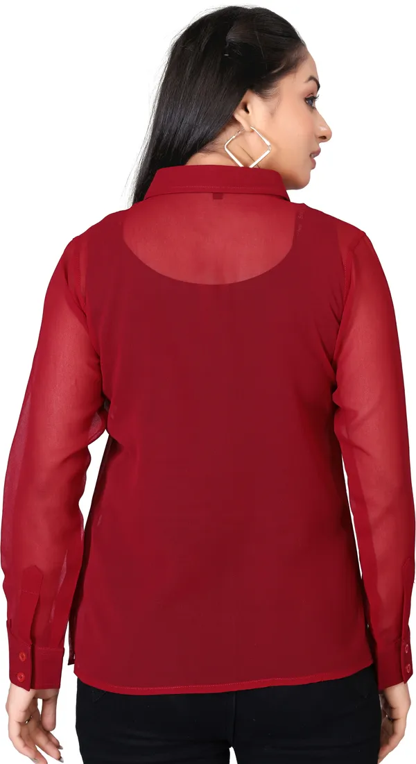 Maroon_Georgette_Solid_Shirt_For_Women