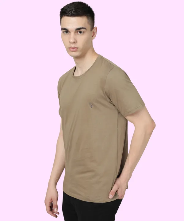 Brown_Cotton_Blend_Solid_T-Shirt_For_Men