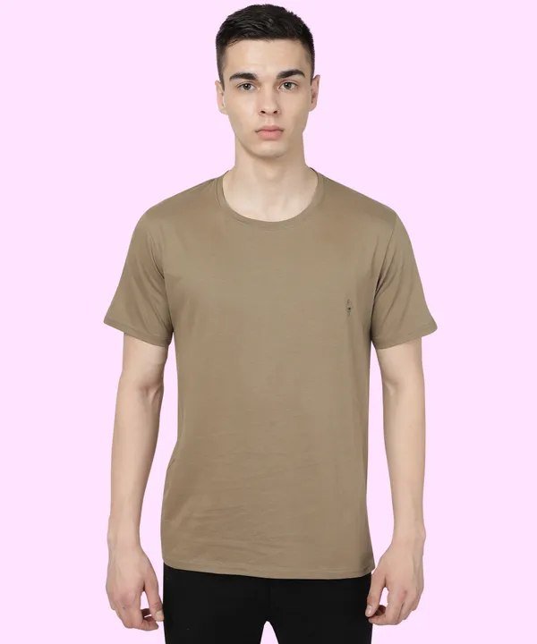 Brown_Cotton_Blend_Solid_T-Shirt_For_Men