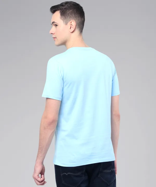 Light_Blue_Cotton_Blend_Solid_T-Shirt_For_Men