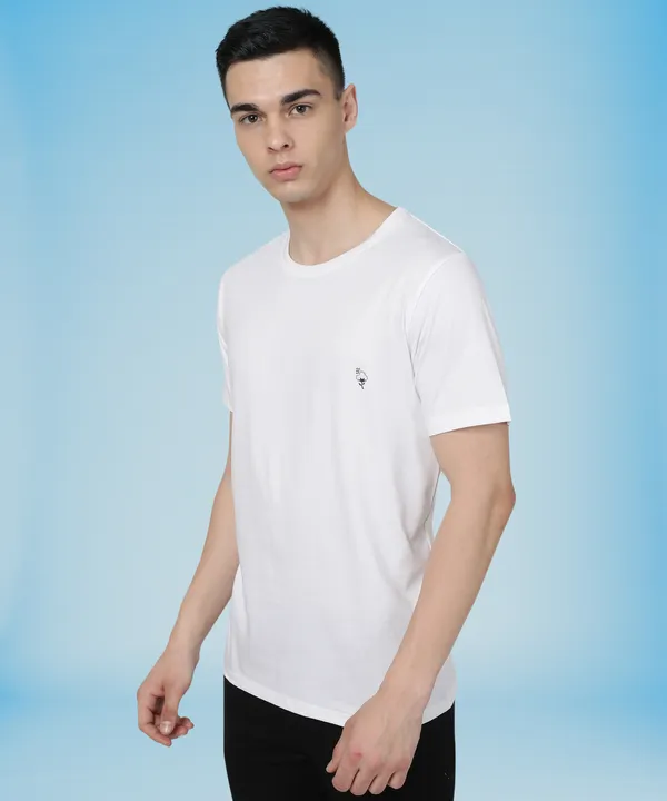 White_Cotton_Blend_Solid_T-Shirt_For_Men
