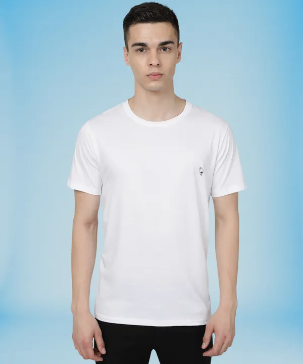White_Cotton_Blend_Solid_T-Shirt_For_Men