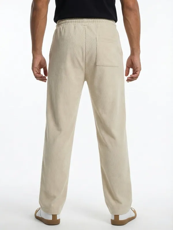 Men'S_Beige_Corduroy_Wide-Leg_Drawstring_Track_Pants