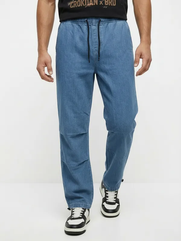 Men'S_Light_Blue_Denim_Drawstring_Joggers
