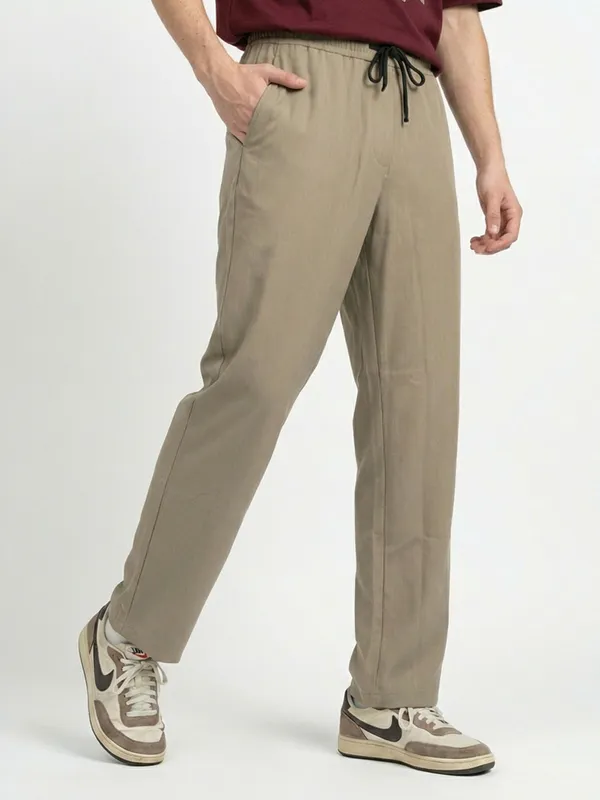 Men'S_Beige_Drawstring_Casual_Pants