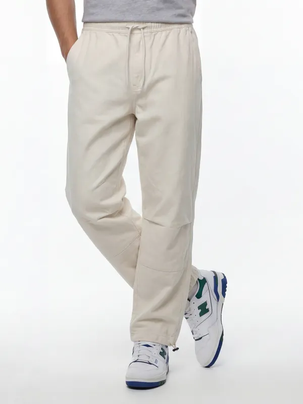 Men'S_Beige_Relaxed_Fit_Drawstring_Joggers