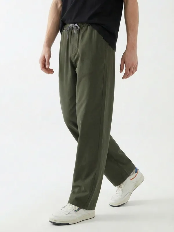 Men'S_Olive_Green_Drawstring_Casual_Pants