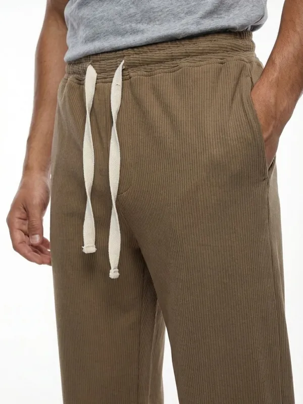 Men'S_Olive_Brown_And_Grey_Corduroy_Drawstring_Track_Pants_And_Casual_Pants_(Pack_Of_2)