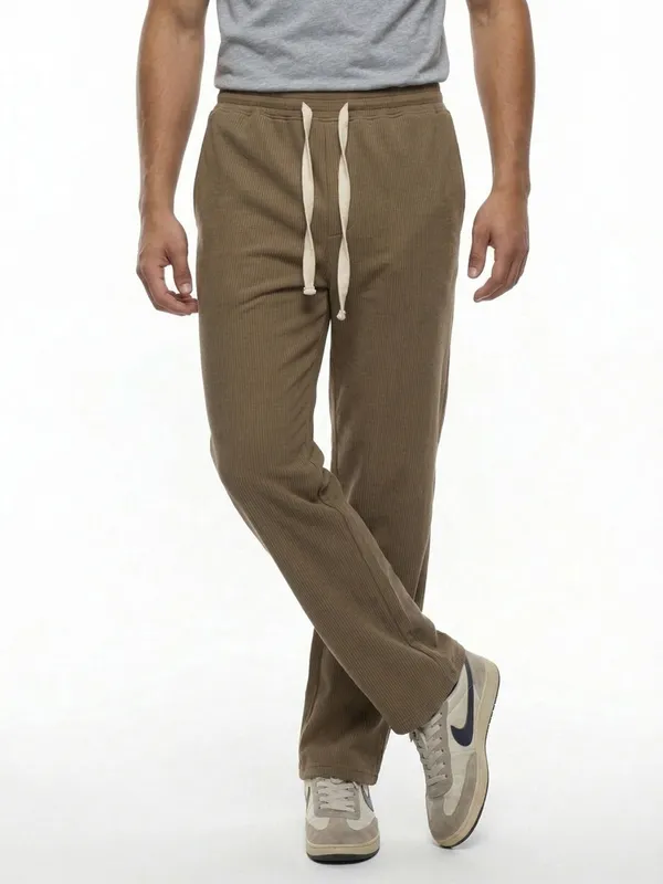 Men'S_Olive_Green_Corduroy_Drawstring_Track_Pants