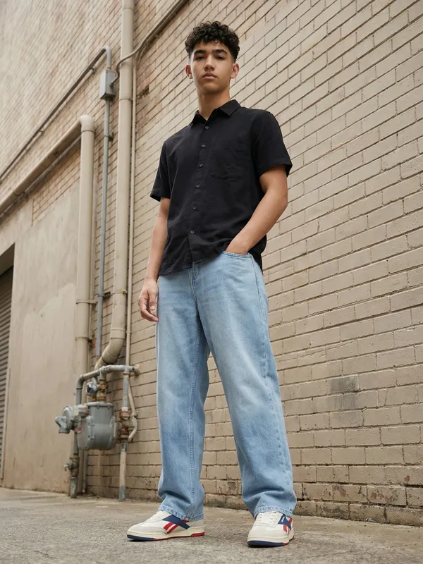 Men'S_Black_Short_Sleeve_Casual_Shirt