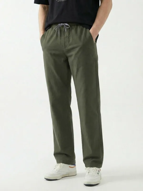 Men'S_Olive_Green_Drawstring_Casual_Pants