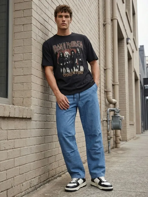 Men'S_Light_Blue_Denim_Drawstring_Joggers