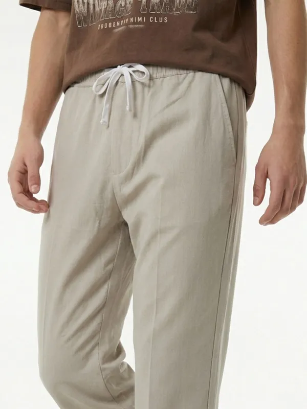 Men'S_Beige_Relaxed_Fit_Drawstring_Joggers_And_Casual_Pants_(Pack_Of_2)