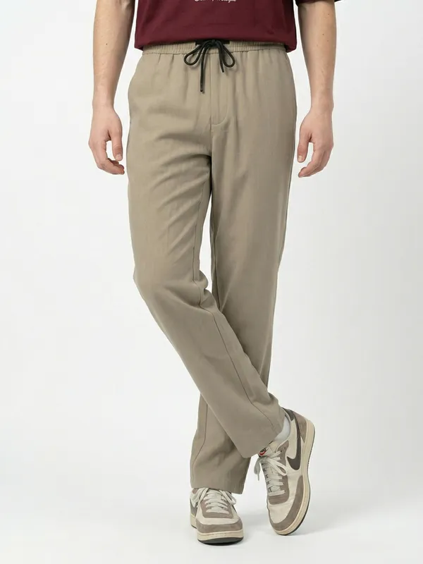 Men'S_Beige_Drawstring_Casual_Pants