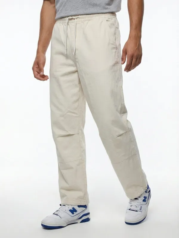Men'S_Beige_Relaxed_Fit_Drawstring_Joggers
