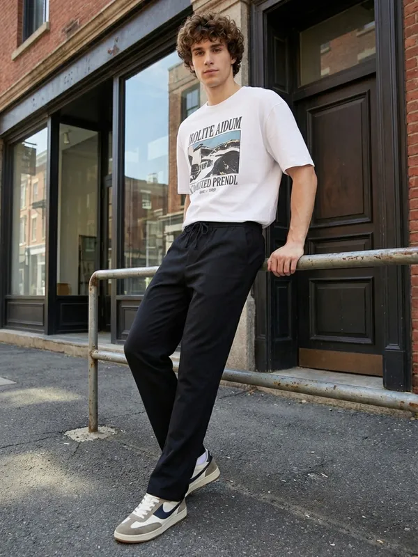 Men'S_Black_Straight_And_Olive_Green_Fit_Drawstring_Casual_Pants_(Pack_Of_2)