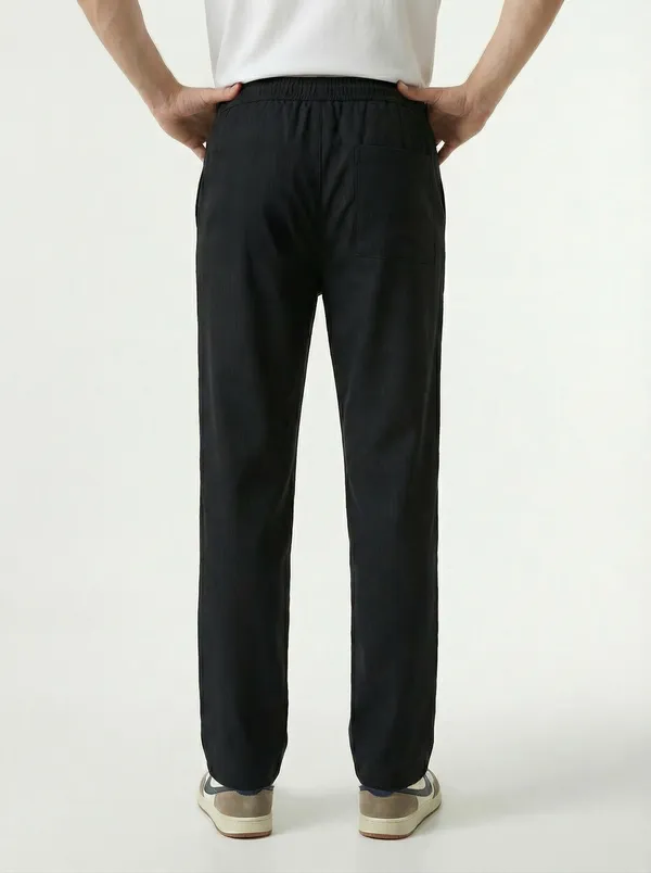 Men'S_Black_Straight_And_Olive_Green_Fit_Drawstring_Casual_Pants_(Pack_Of_2)