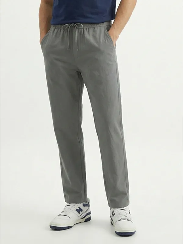 Men'S_Grey_Drawstring_Casual_Pants