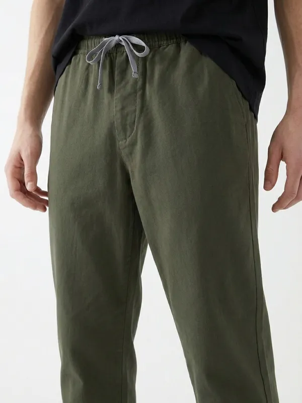 Men'S_Olive_Green_Drawstring_Casual_Pants
