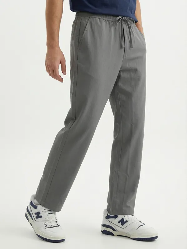 Men'S_Grey_Drawstring_Casual_Pants