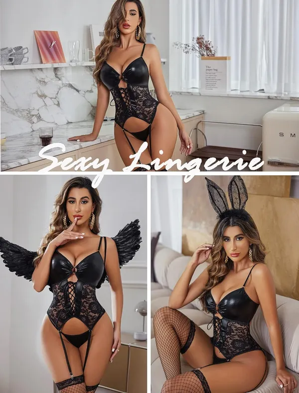 Black_Faux_Leather_Sexy_Corset_With_Garter_Belt_For_Women