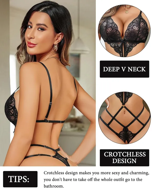 Black_Lace_Bodysuit_Cut_Out_One_Piece_Mini_Babydoll_For_Women