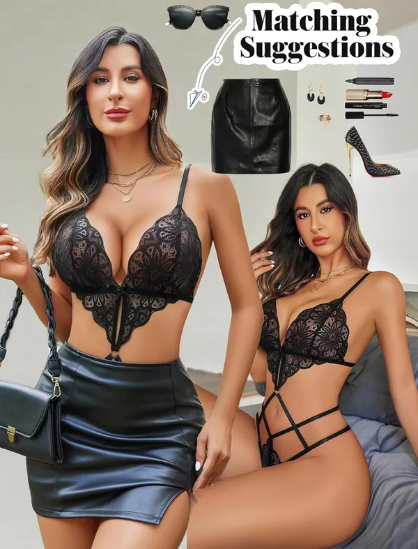 Black_Lace_Bodysuit_Cut_Out_One_Piece_Mini_Babydoll_For_Women