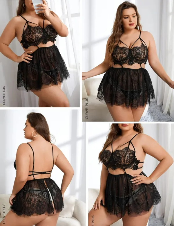 Black_Mesh_Babydoll_Bikini_Skirt_Bra_For_Women