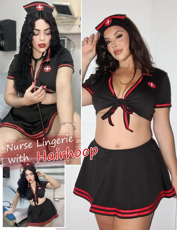 Black_Nurse_Cosplay_Lingerie_Outfits_With_Tie_Top_And_Mini_Pleated_Skirt_Set_For_Women