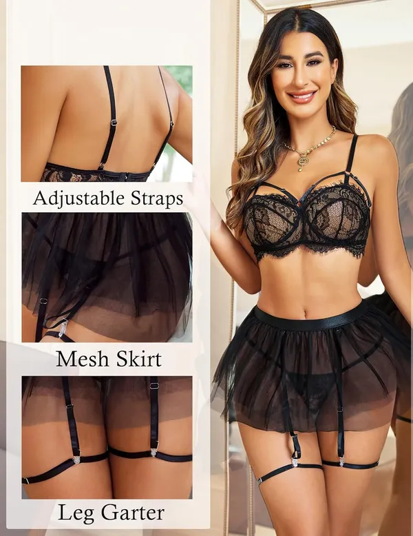 Black_Premium_Babydoll_Bra_And_Skirt_Lingerie_Set_For_Women