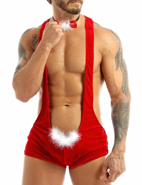 Multicolor_V_Neck_Chemise_Halter_Mesh_Nightwear_Babydoll_For_Men