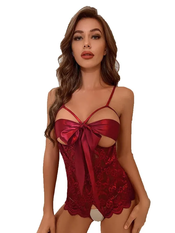 Dark_Maroon_Premium_Front_Knot_Open_Babydoll_Lingerie_For_Women